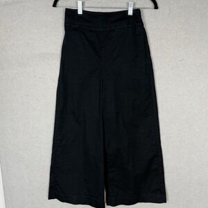 Maeve Anthropologie Cropped Wide Leg Trousers Pants Black Size 0